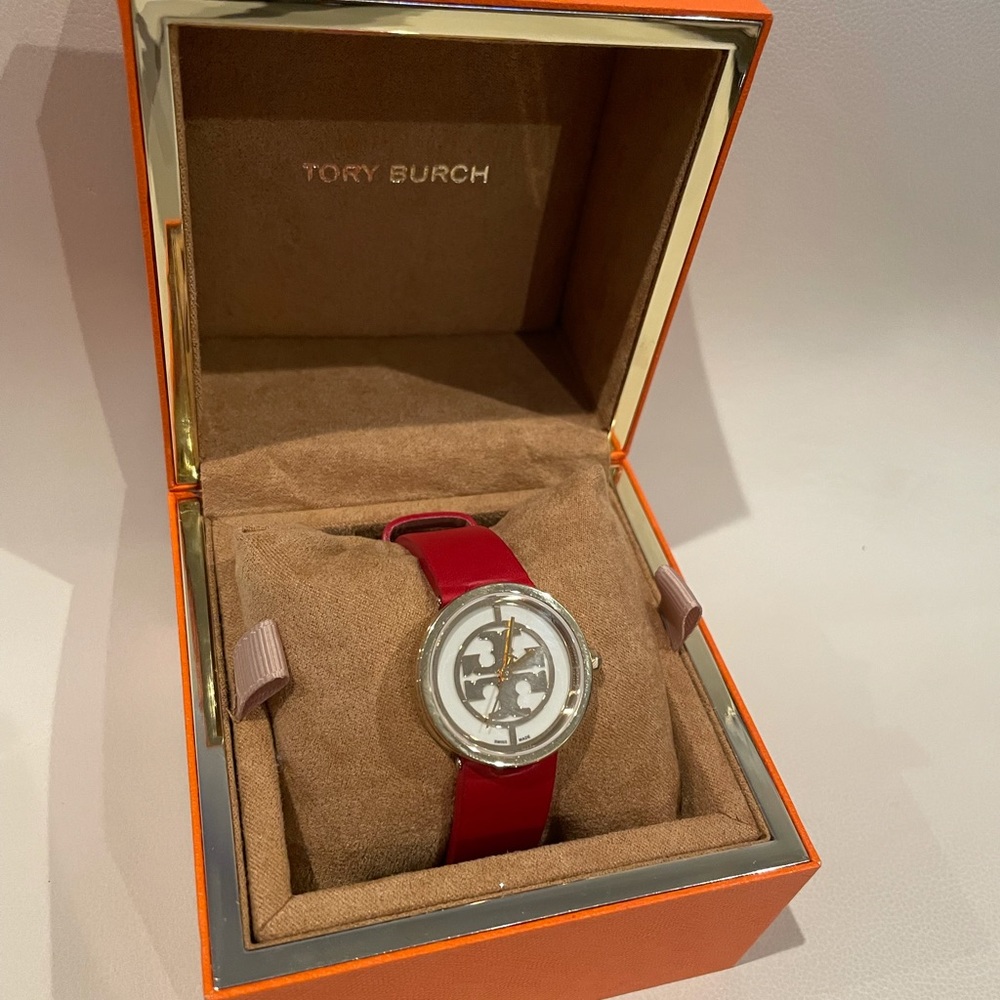 Tory Burch Reva Red Leather Watch